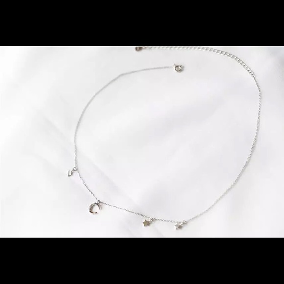 Sterling Silver Micro Zircon Moon Star Necklace - Picture 7 of 8